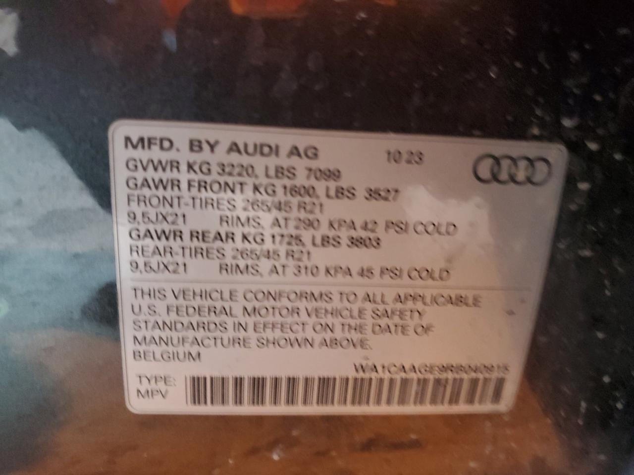 2024 Audi Q8 E-Tron Sportback Premium Plus VIN: WA1CAAGE9RB040915 Lot: 84212195