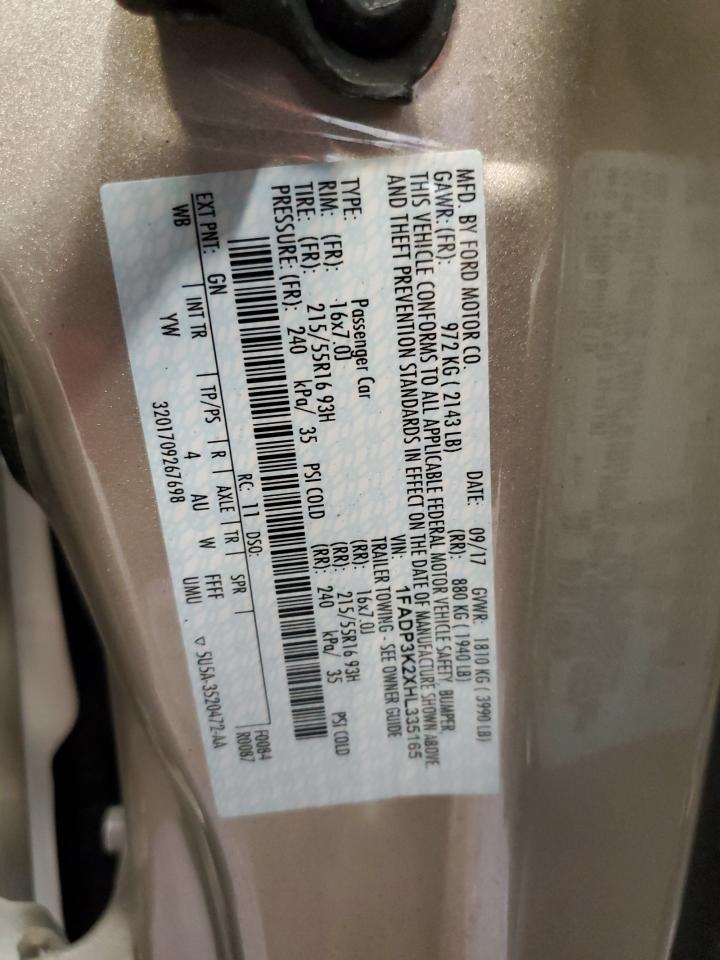 2017 Ford Focus Se VIN: 1FADP3K2XHL335165 Lot: 84780355