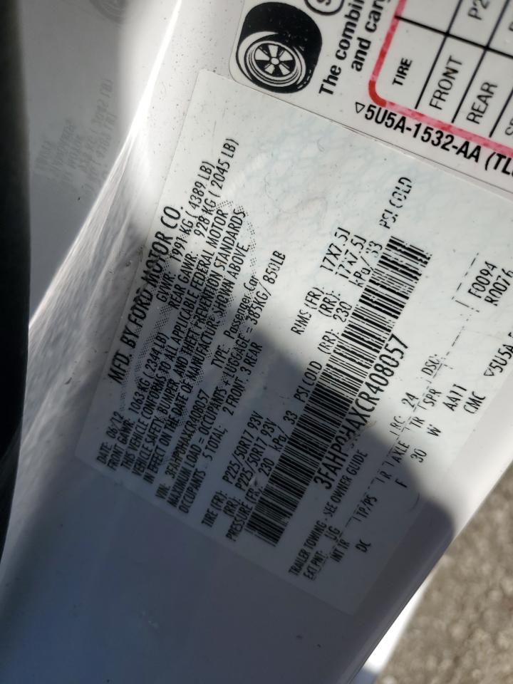 2012 Ford Fusion Se VIN: 3FAHP0HAXCR408057 Lot: 80586045