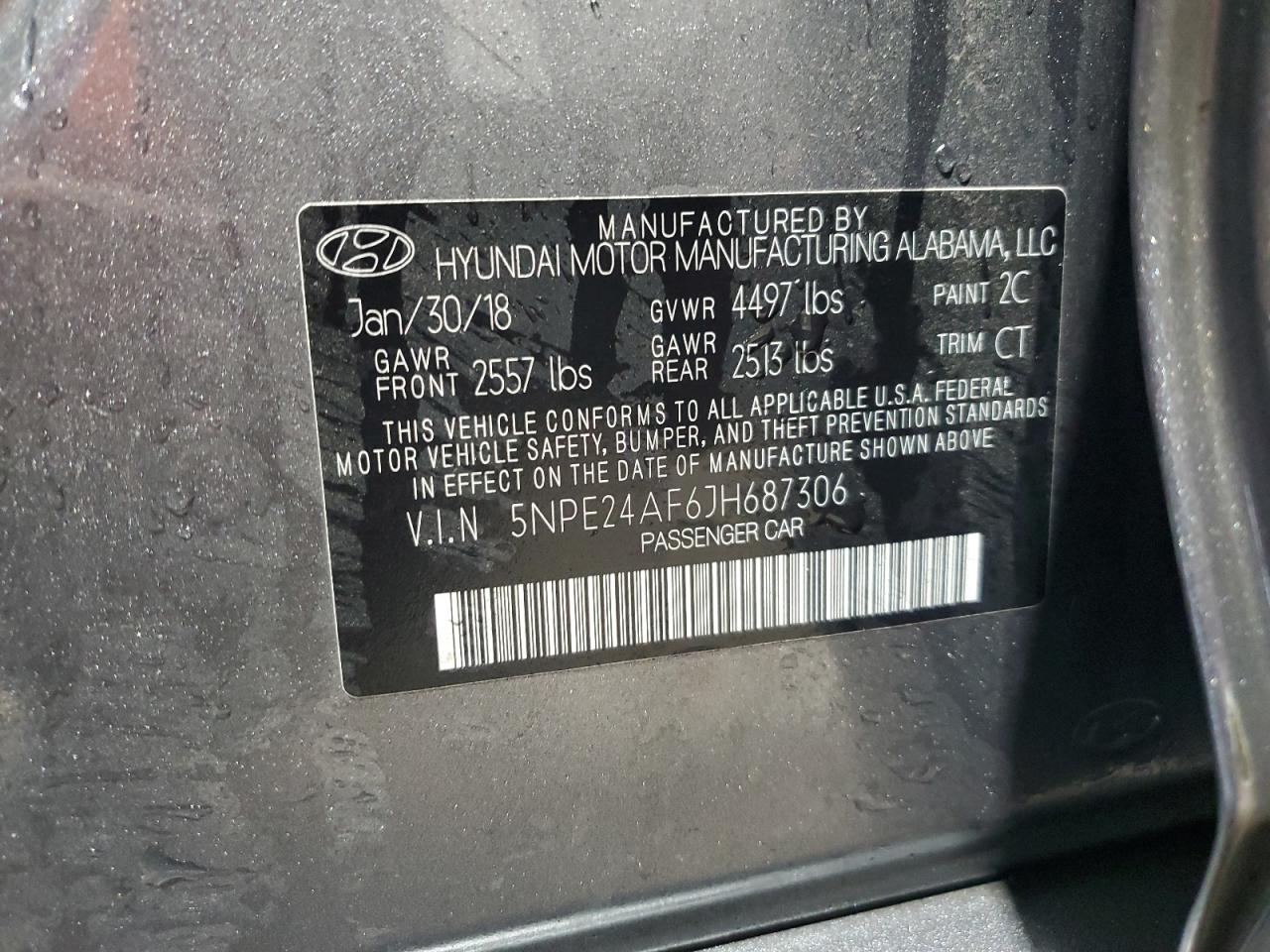 2018 Hyundai Sonata Se VIN: 5NPE24AF6JH687306 Lot: 81218535