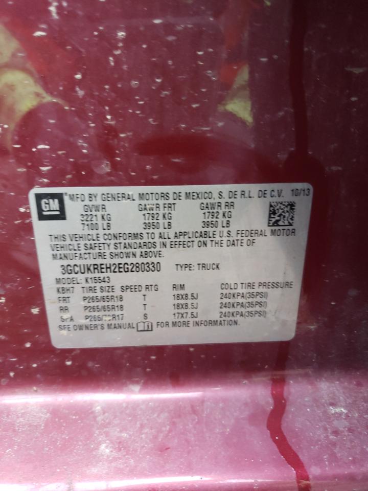 2014 Chevrolet Silverado K1500 Lt VIN: 3GCUKREH2EG280330 Lot: 80727595