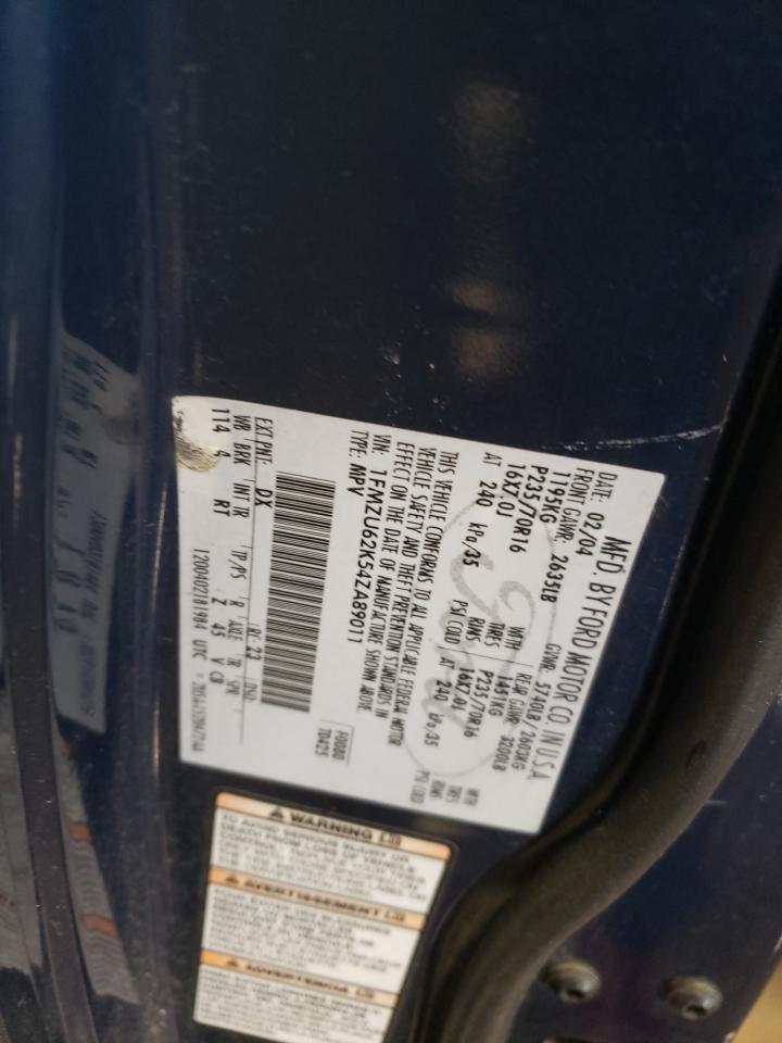 2004 Ford Explorer Xls VIN: 1FMZU62K54ZA89011 Lot: 71968965