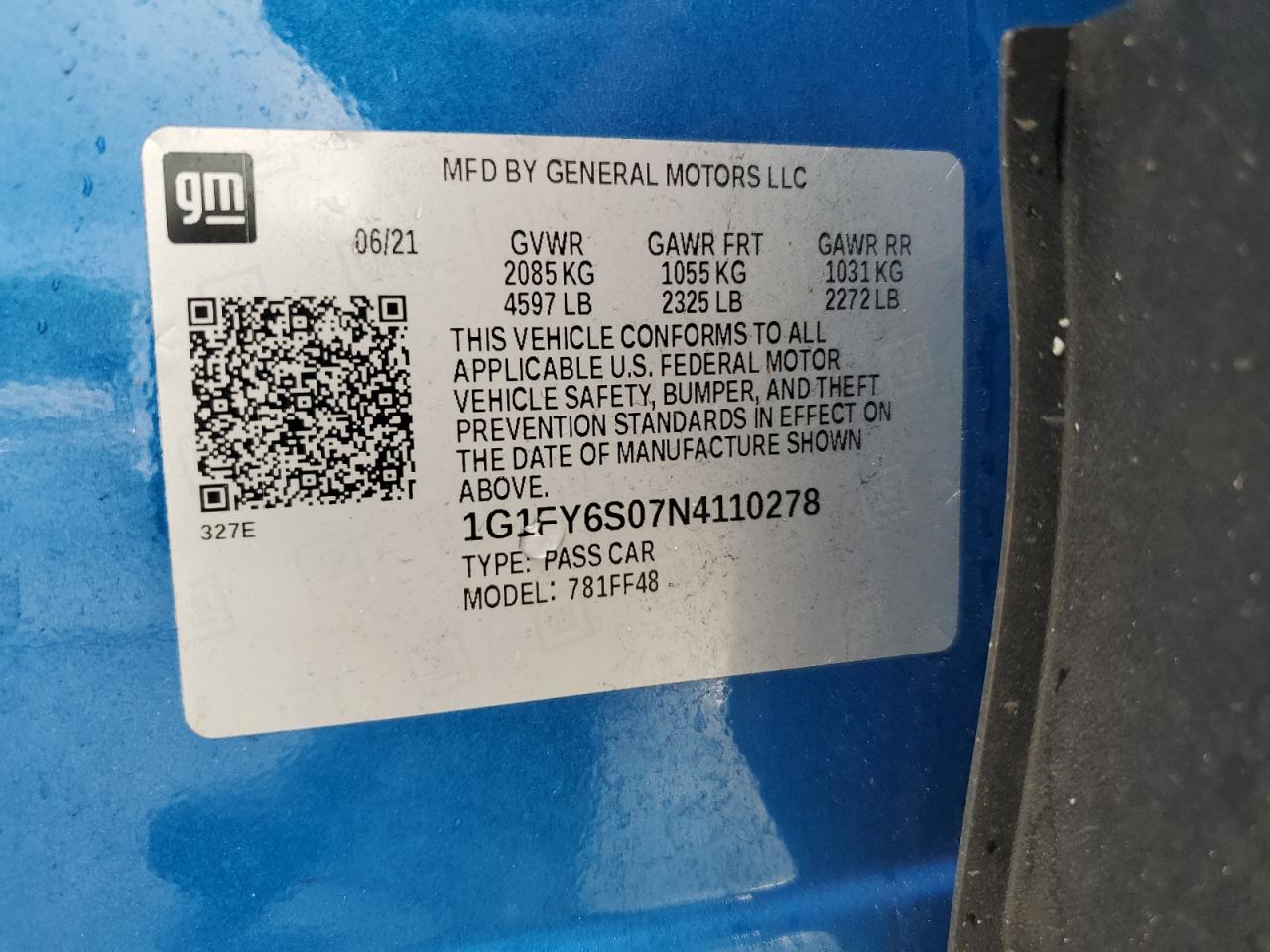 2022 Chevrolet Bolt Euv Lt VIN: 1G1FY6S07N4110278 Lot: 84026185