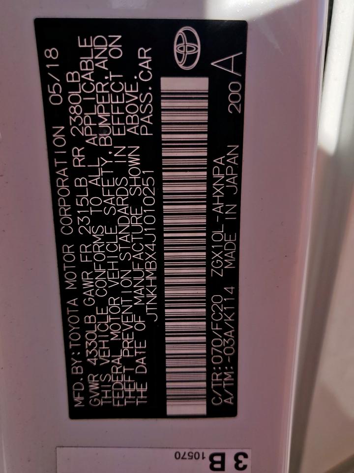 2018 Toyota C-Hr Xle VIN: JTNKHMBX4J1010251 Lot: 84252455