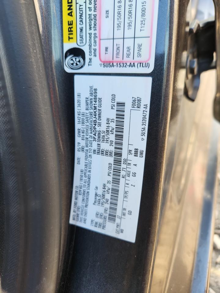 2019 Ford Fiesta Se VIN: 3FADP4BJ4KM148698 Lot: 80968085