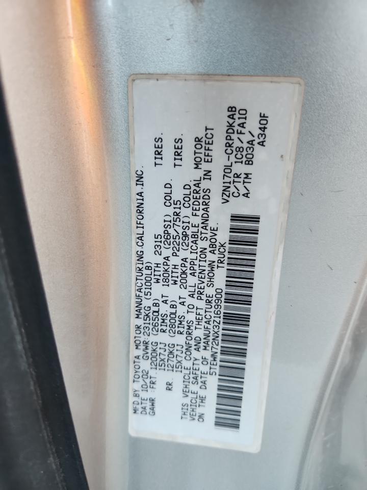 2003 Toyota Tacoma Xtracab VIN: 5TEWN72NX3Z169900 Lot: 80575545