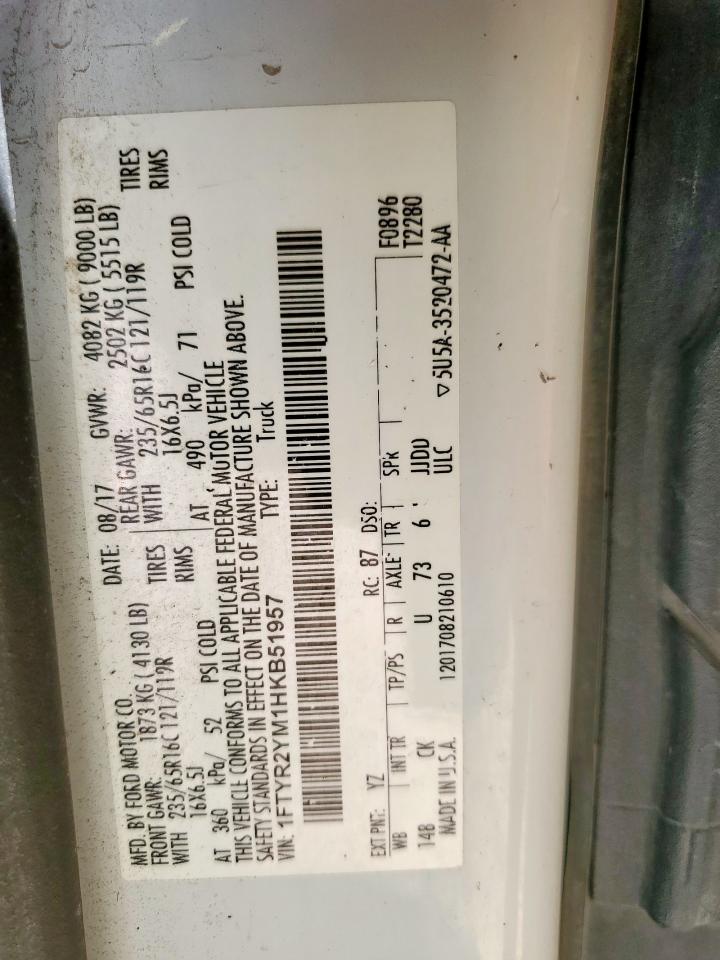 2017 Ford Transit T-250 VIN: 1FTYR2YM1HKB51957 Lot: 80512545