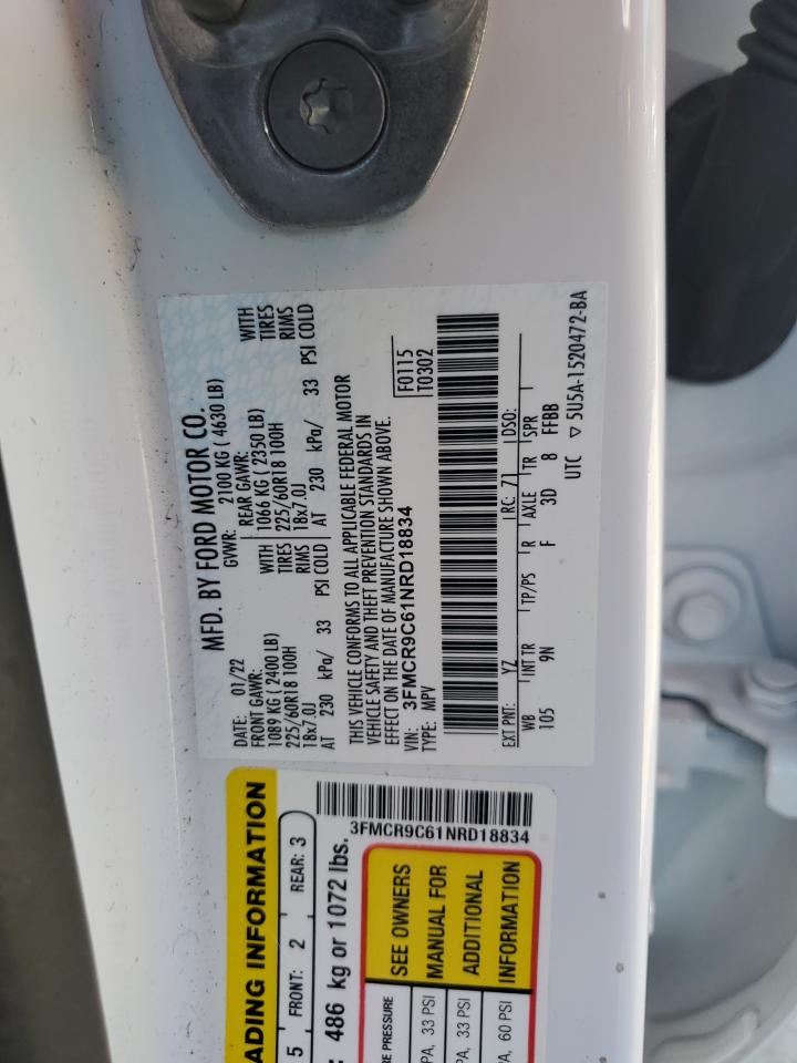 2022 Ford Bronco Sport Outer Banks VIN: 3FMCR9C61NRD18834 Lot: 83982045