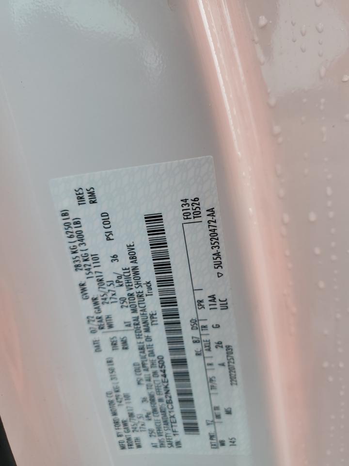 2022 Ford F150 Super Cab VIN: 1FTEX1CB2NKE44500 Lot: 83985015