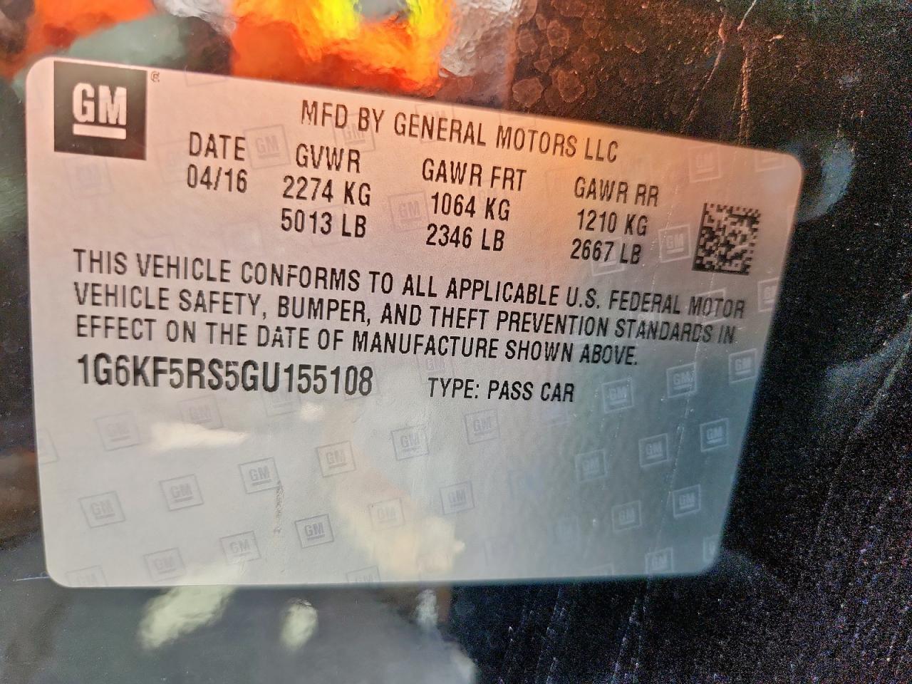 2016 Cadillac Ct6 Premium VIN: 1G6KF5RS5GU155108 Lot: 82057885