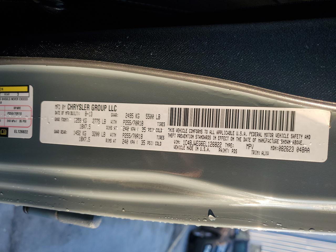 2014 Jeep Wrangler Unlimited Sahara VIN: 1C4BJWEG6EL126822 Lot: 82061025