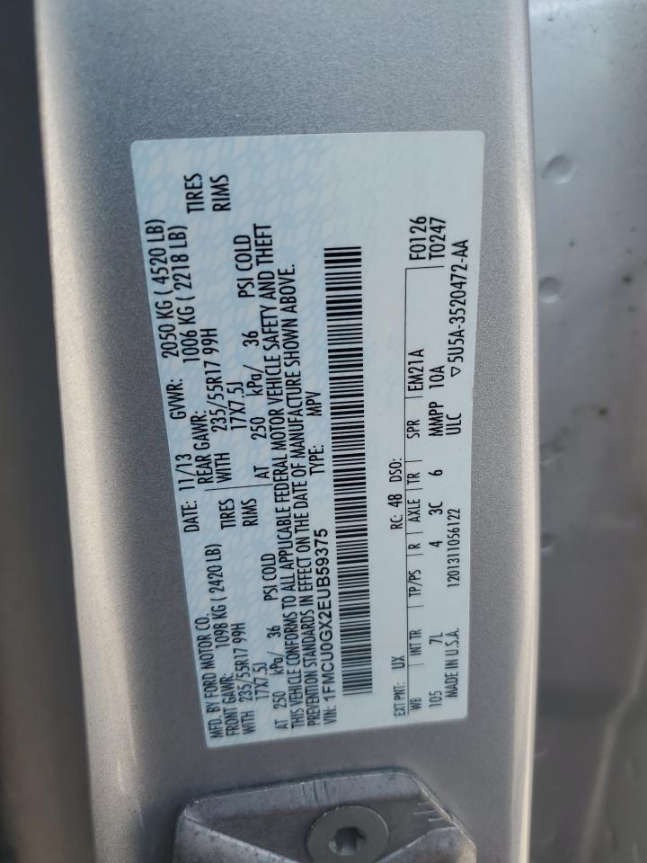 2014 Ford Escape Se VIN: 1FMCU0GX2EUB59375 Lot: 80549125