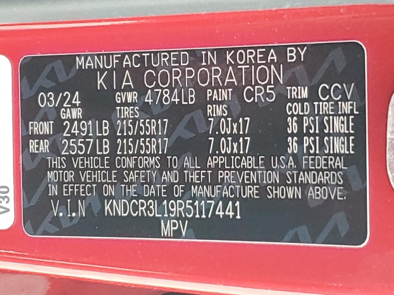 2024 Kia Niro Wind VIN: KNDCR3L19R5117441 Lot: 83843495