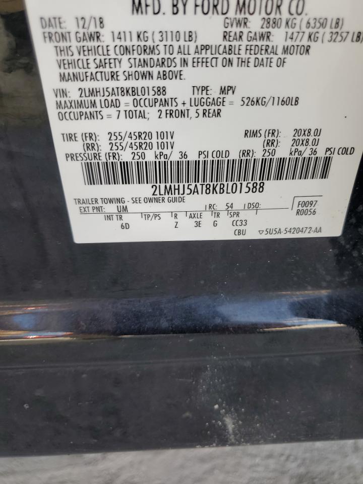 2019 Lincoln Mkt VIN: 2LMHJ5AT8KBL01588 Lot: 71892795