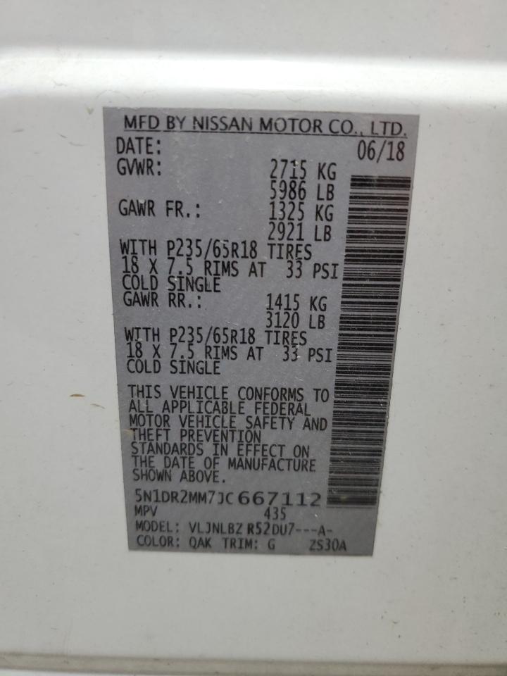 2018 Nissan Pathfinder S VIN: 5N1DR2MM7JC667112 Lot: 71457485