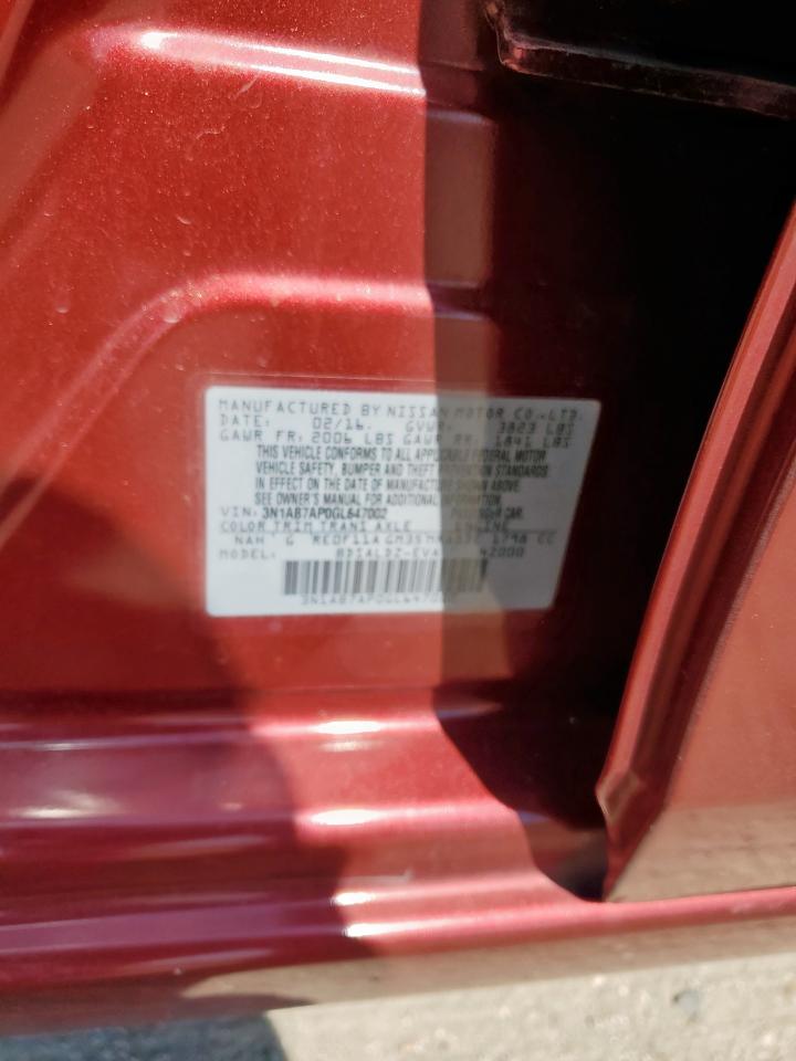 2016 Nissan Sentra S VIN: 3N1AB7AP0GL647002 Lot: 80188645