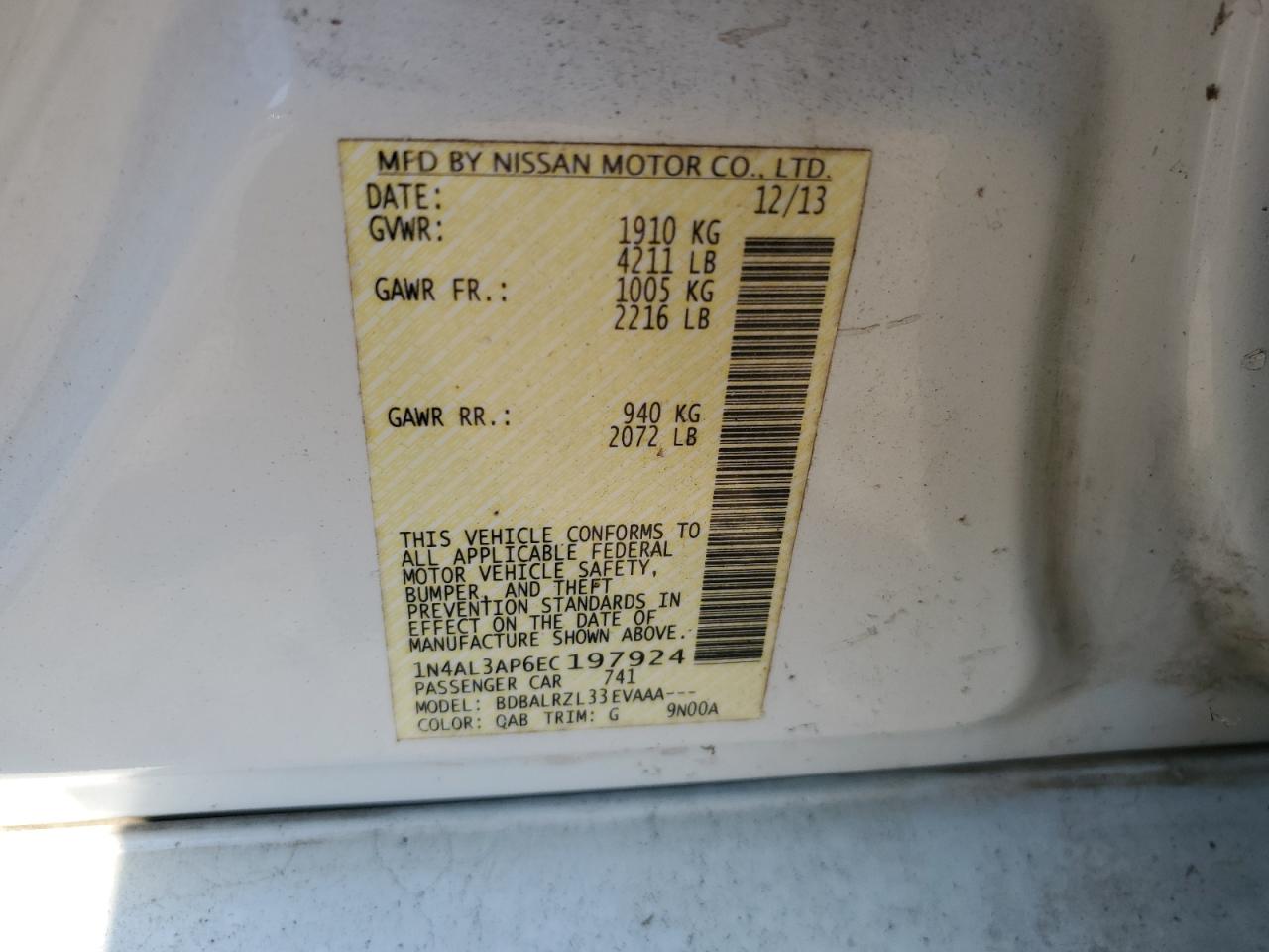 2014 Nissan Altima 2.5 VIN: 1N4AL3AP6EC197924 Lot: 71021375