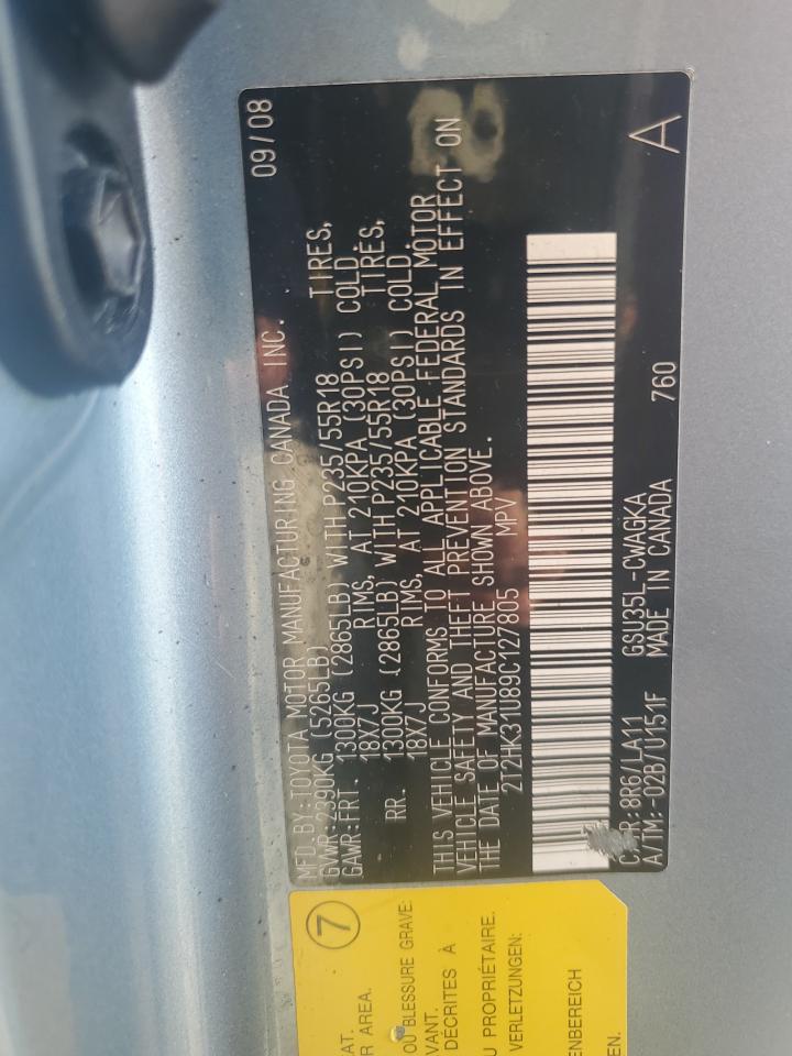 2009 Lexus Rx 350 VIN: 2T2HK31U89C127805 Lot: 81944675