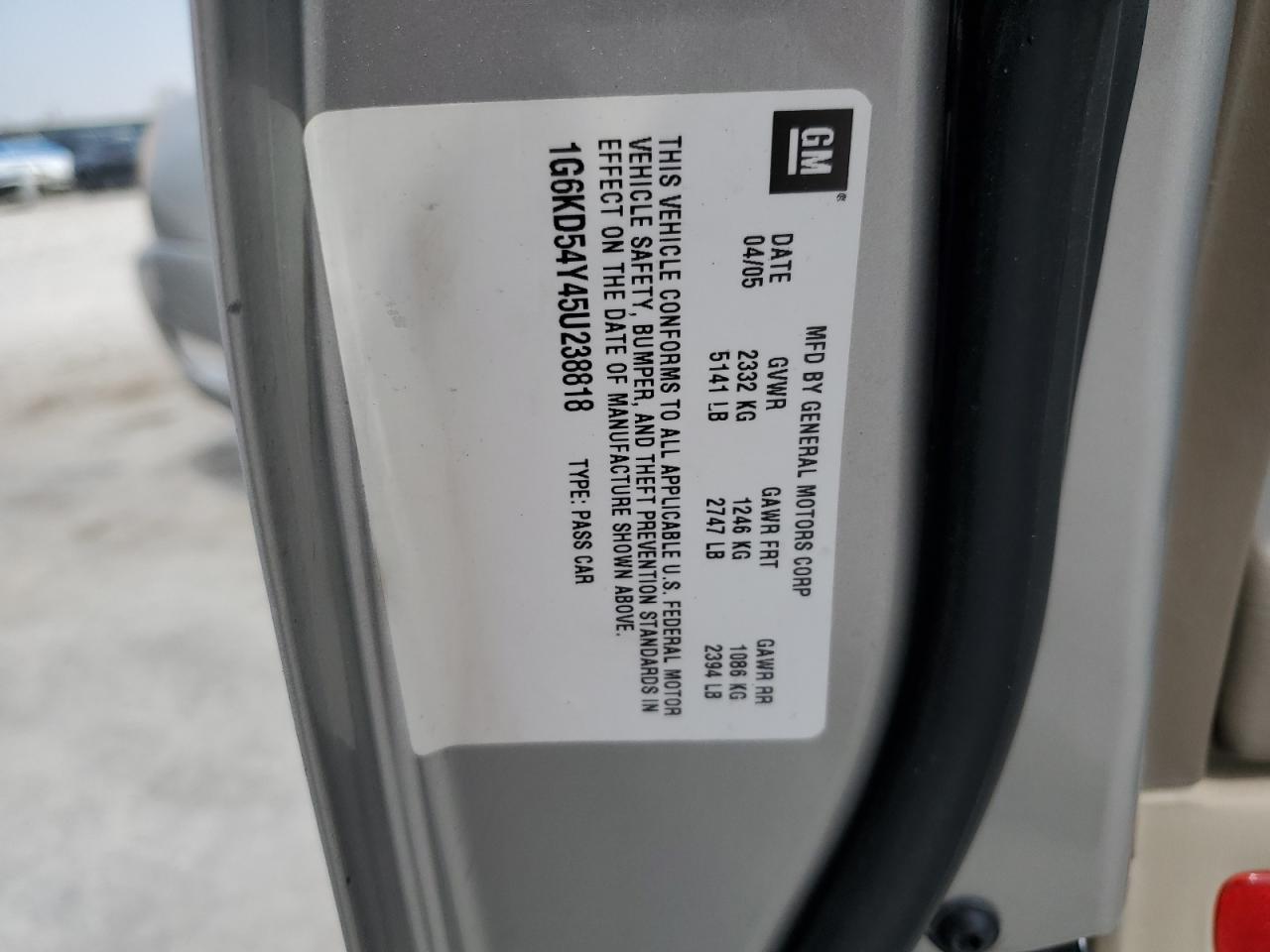 2005 Cadillac Deville VIN: 1G6KD54Y45U238818 Lot: 71650055