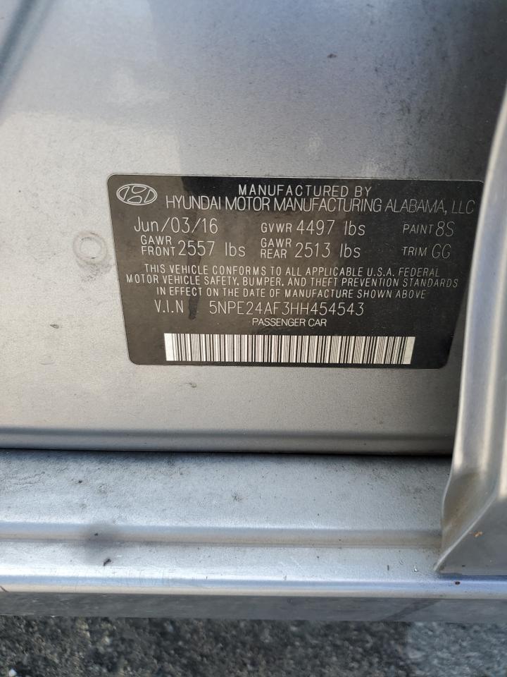 2017 Hyundai Sonata Se VIN: 5NPE24AF3HH454543 Lot: 80352305