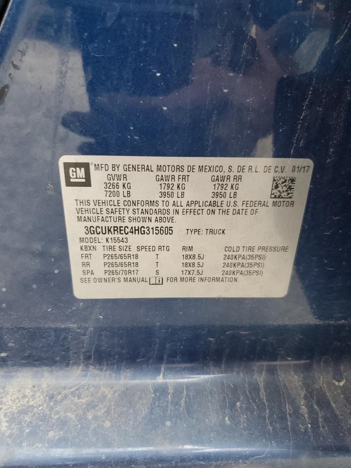 2017 Chevrolet Silverado K1500 Lt VIN: 3GCUKREC4HG315605 Lot: 81685175