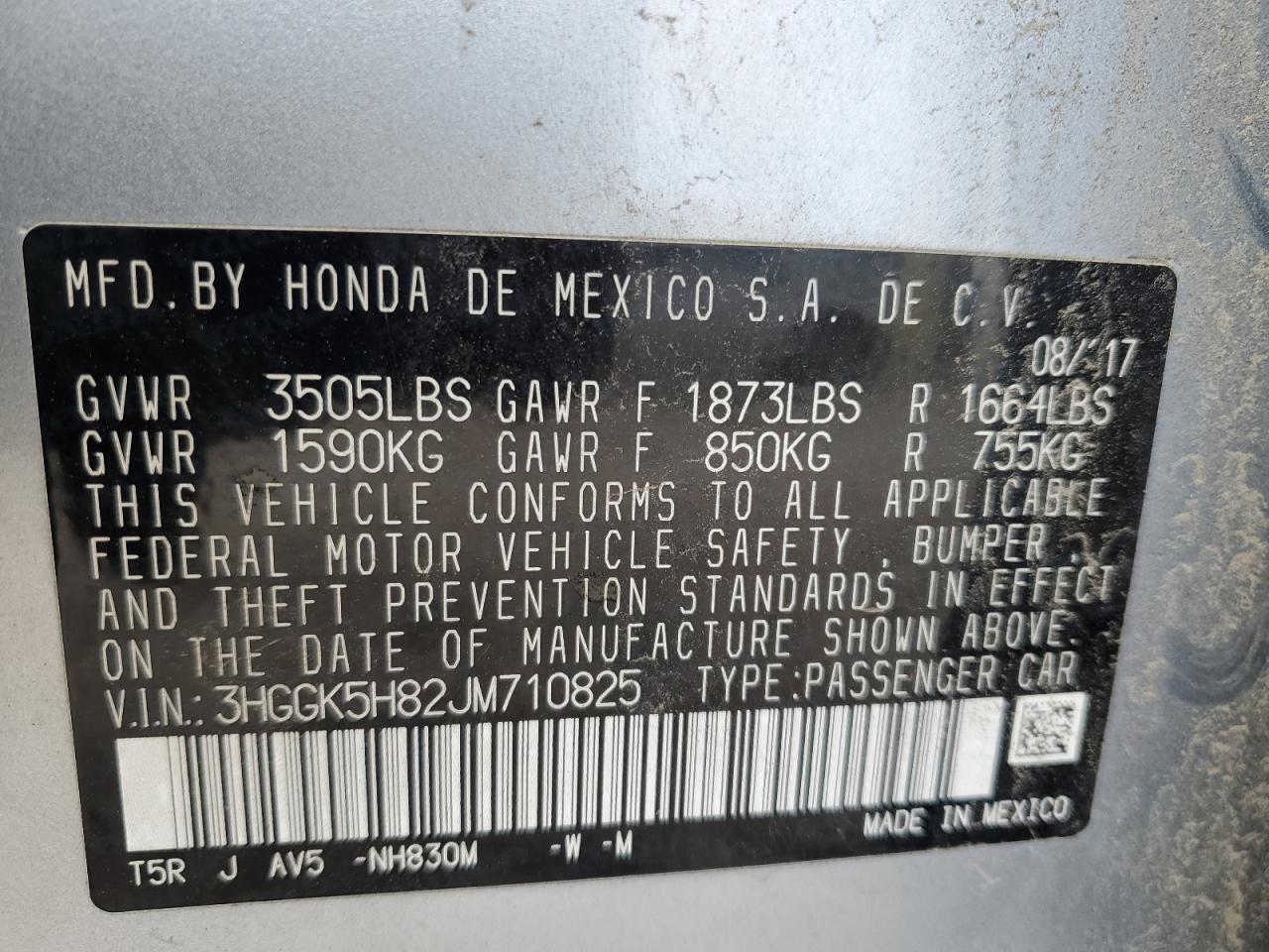 2018 Honda Fit Ex VIN: 3HGGK5H82JM710825 Lot: 80534565