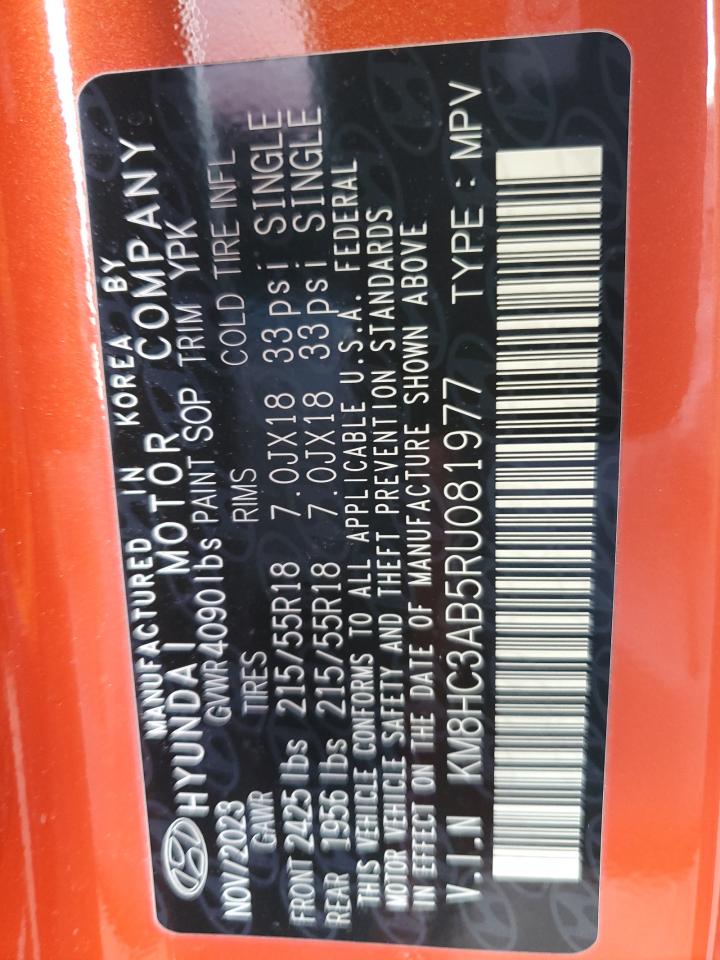 2024 Hyundai Kona Sel VIN: KM8HC3AB5RU081977 Lot: 84267575