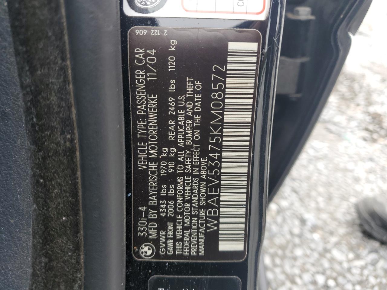 2005 BMW 330 I VIN: WBAEV53475KM08572 Lot: 81801885