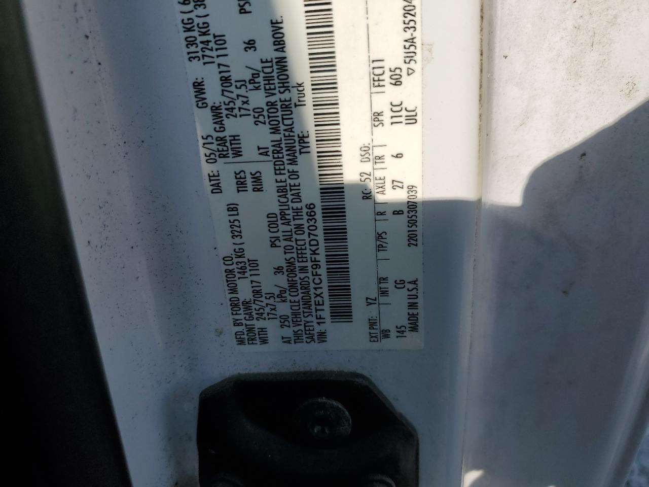 2015 Ford F150 Super Cab VIN: 1FTEX1CF9FKD70366 Lot: 80803245