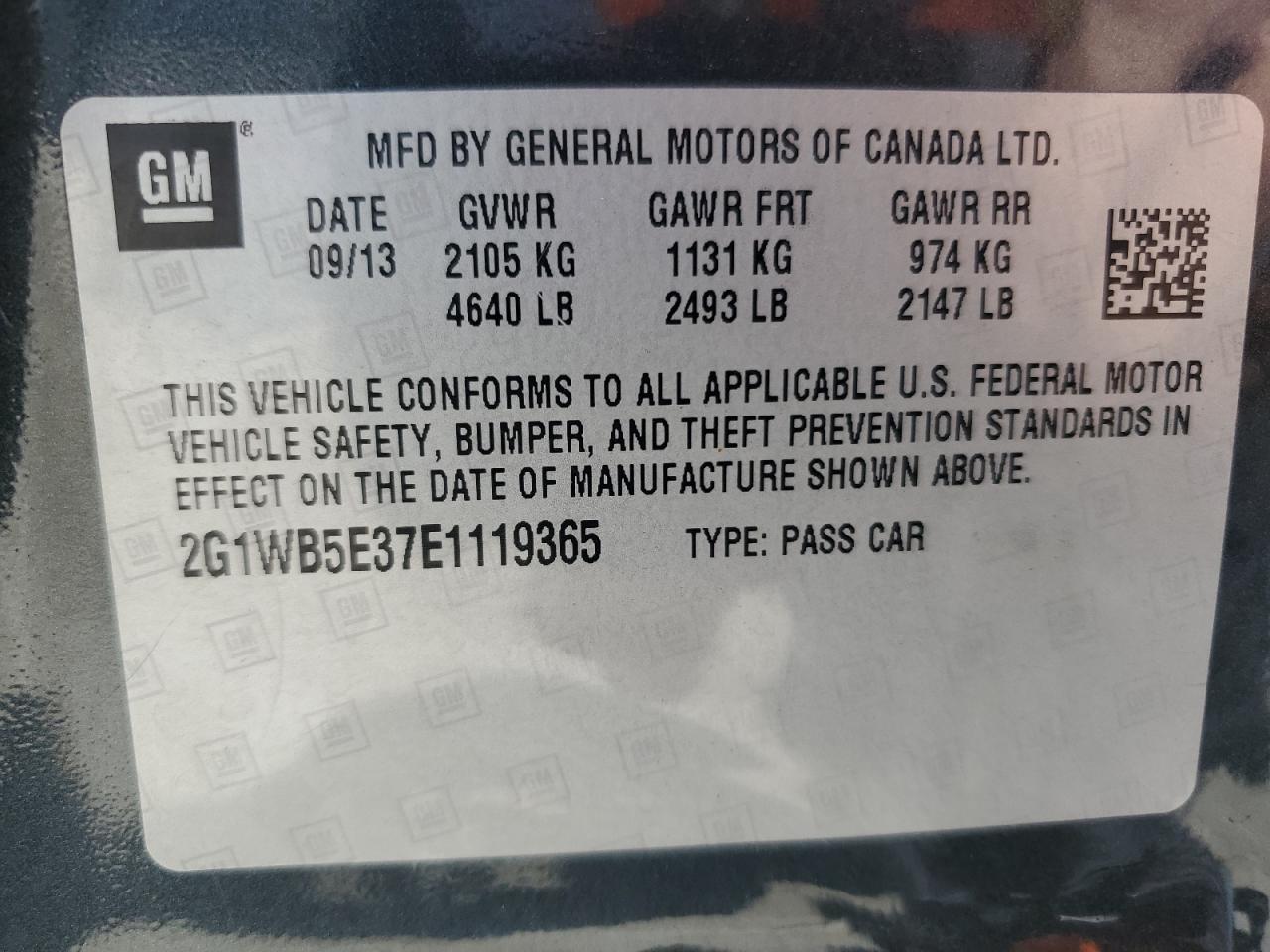 2014 Chevrolet Impala Limited Lt VIN: 2G1WB5E37E1119365 Lot: 81874155