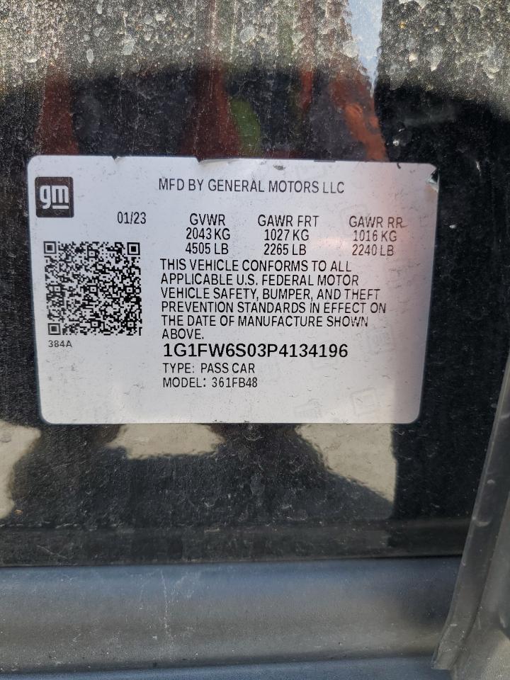 2023 Chevrolet Bolt Ev 1Lt VIN: 1G1FW6S03P4134196 Lot: 71414165