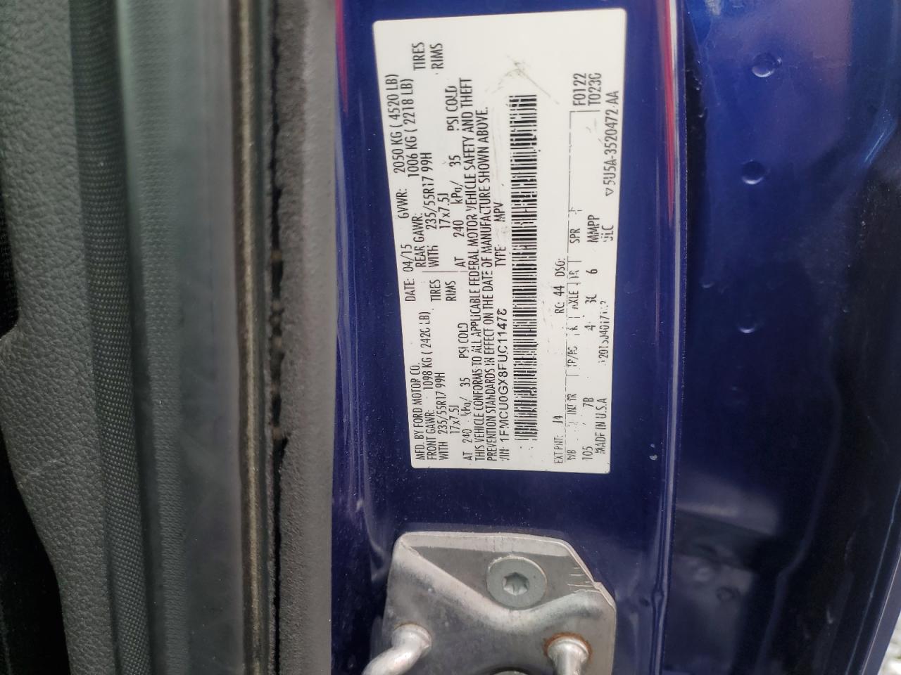 2015 Ford Escape Se VIN: 1FMCU0GX8FUC11478 Lot: 84575145