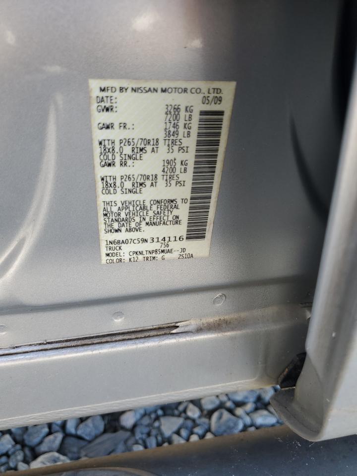 2009 Nissan Titan Xe VIN: 1N6BA07C59N314116 Lot: 80179885