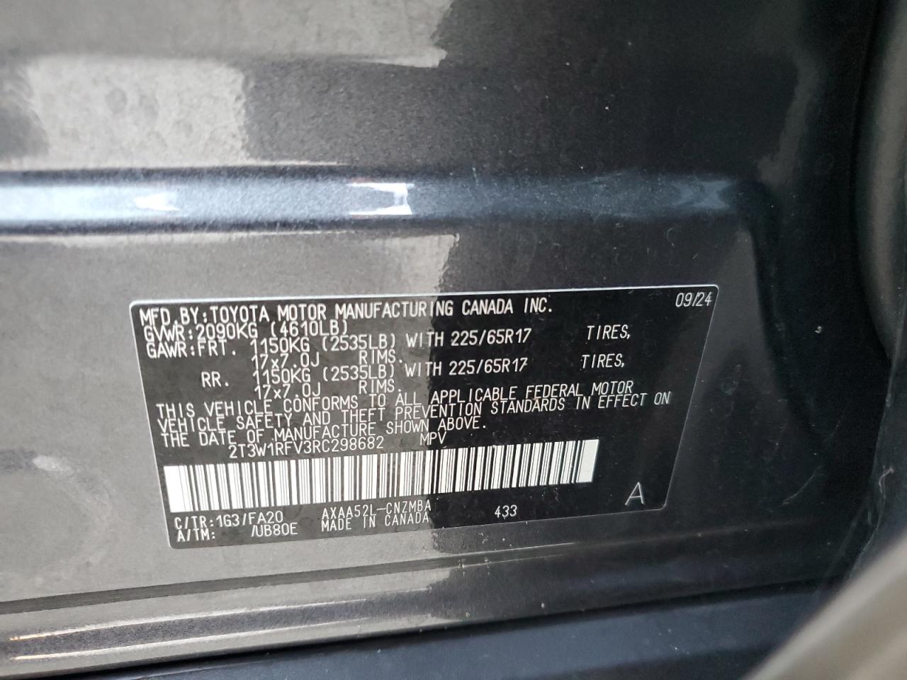 2024 Toyota Rav4 Xle VIN: 2T3W1RFV3RC298682 Lot: 84232765