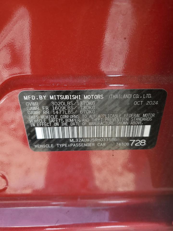2024 Mitsubishi Mirage Es VIN: ML32AUHJ5RH033586 Lot: 81583175