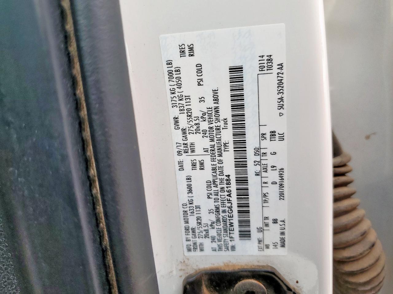 2018 Ford F150 Supercrew VIN: 1FTEW1EG6JFA61884 Lot: 80324695