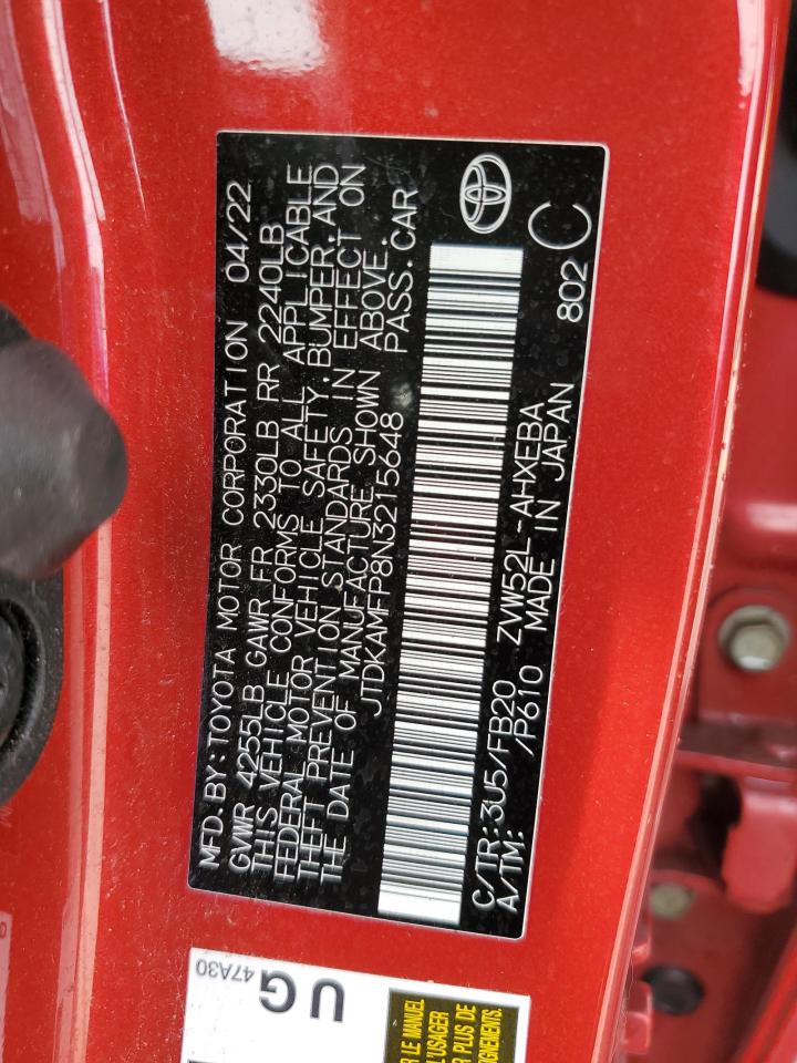 2022 Toyota Prius Prime Le VIN: JTDKAMFP8N3215648 Lot: 84008095