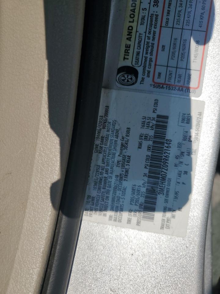 2009 Mercury Milan VIN: 3MEHM07Z09R621648 Lot: 80896445