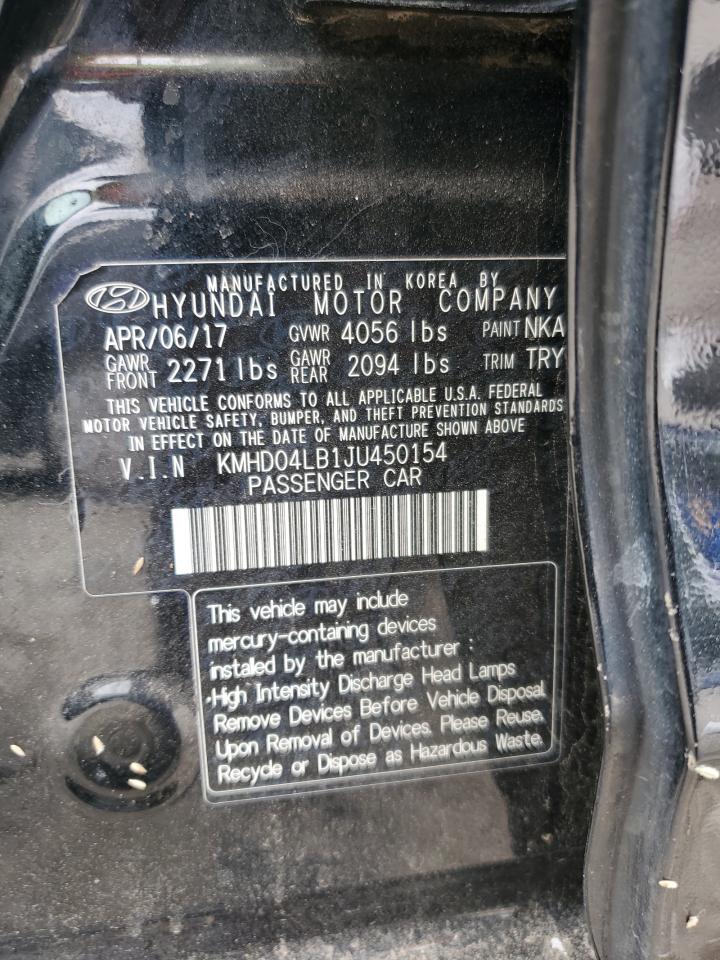 2018 Hyundai Elantra Sport VIN: KMHD04LB1JU450154 Lot: 80732395