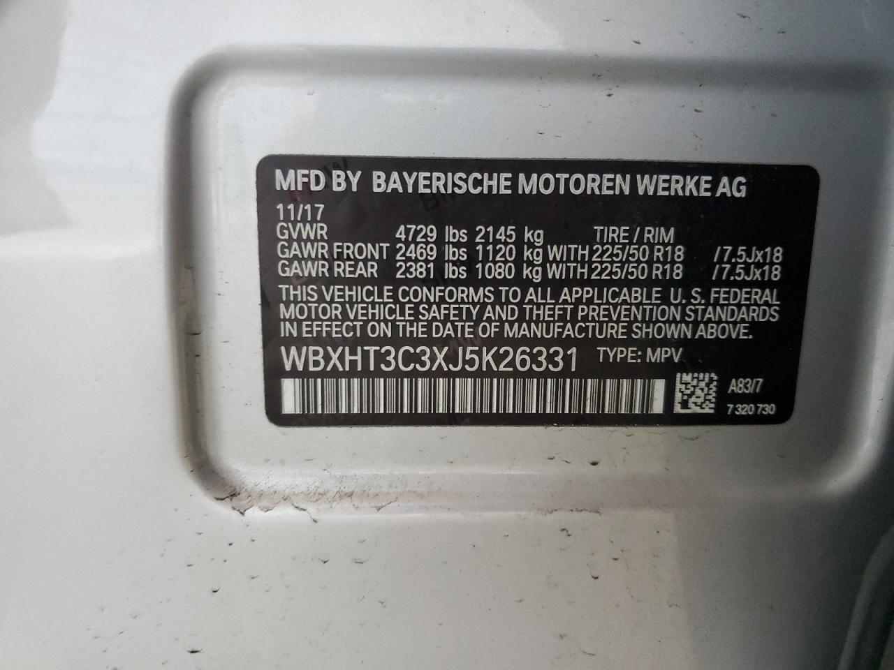 2018 BMW X1 xDrive28I VIN: WBXHT3C3XJ5K26331 Lot: 80369775