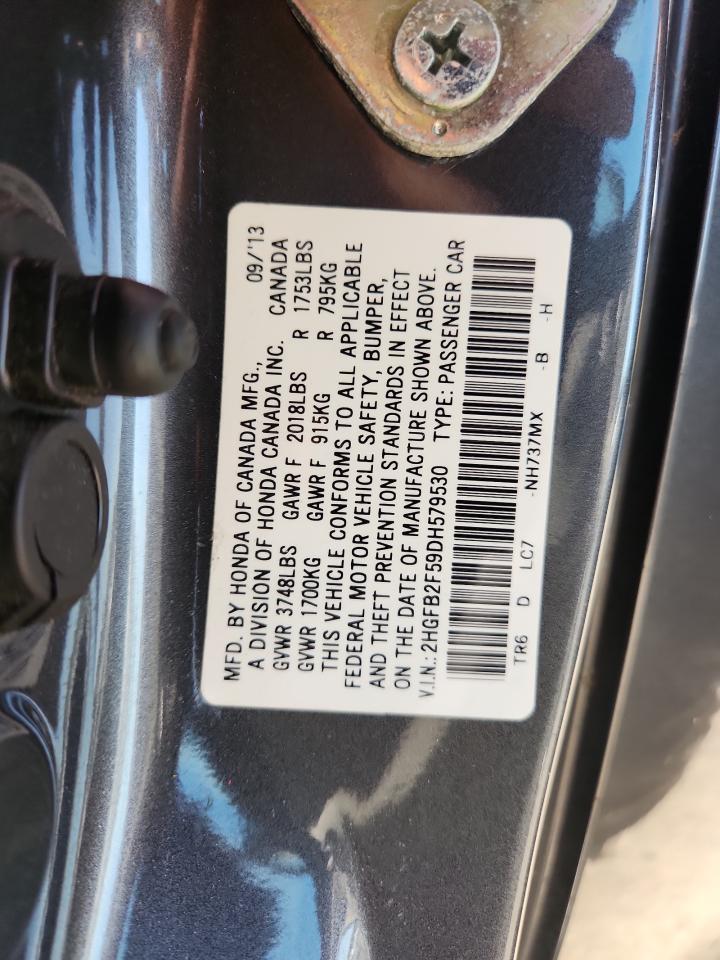 2013 Honda Civic Lx VIN: 2HGFB2F59DH579530 Lot: 81018685