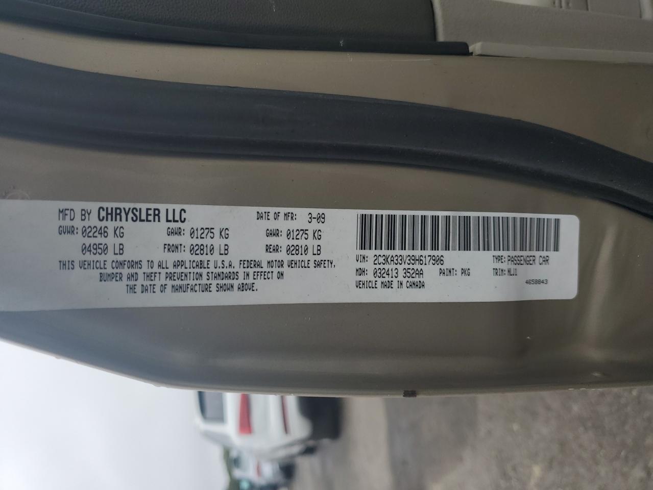 2009 Chrysler 300 Limited VIN: 2C3KA33V39H617906 Lot: 83836125