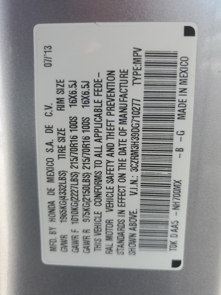 2013 Honda Cr-V Lx VIN: 3CZRM3H39DG710277 Lot: 81808395