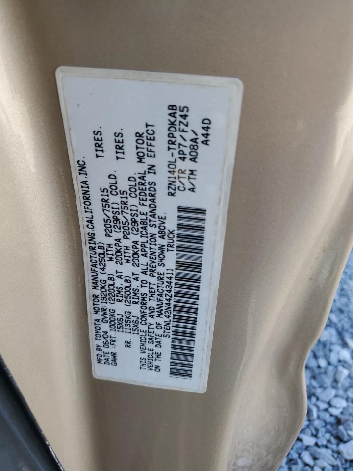 2004 Toyota Tacoma VIN: 5TENL42N44Z434411 Lot: 84622045