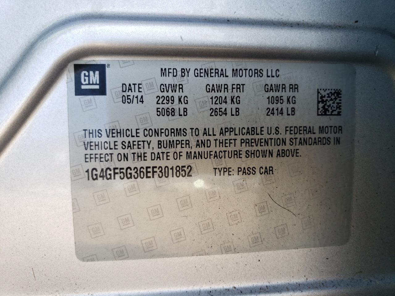 2014 Buick Lacrosse Touring VIN: 1G4GF5G36EF301852 Lot: 81788385