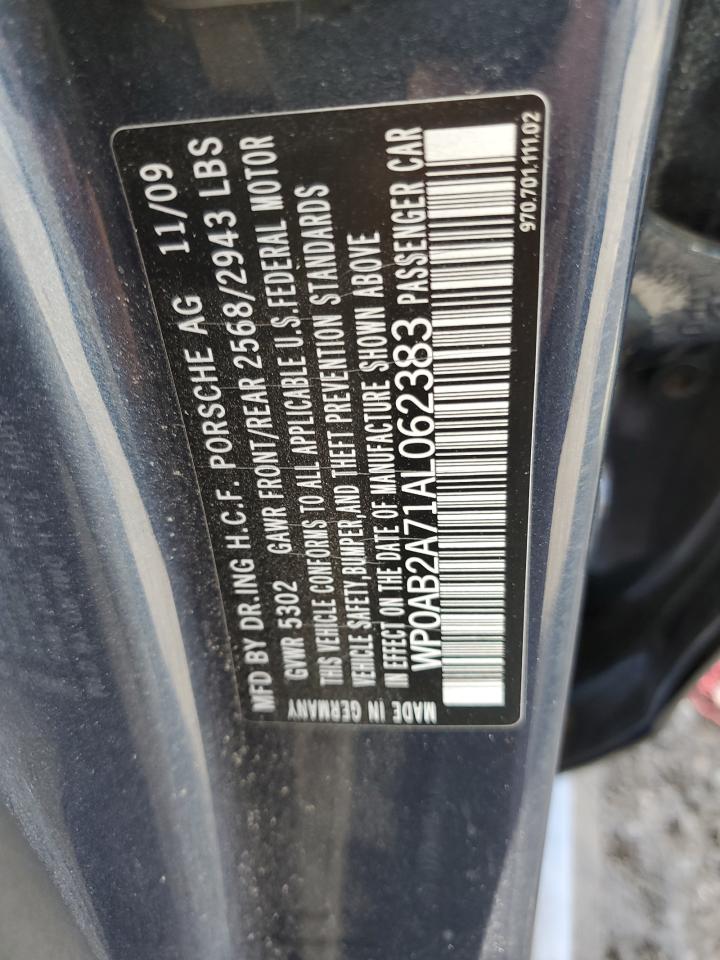 2010 Porsche Panamera S VIN: WP0AB2A71AL062383 Lot: 81323345