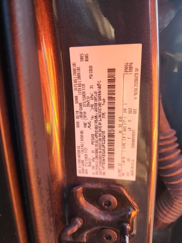 2018 Ford F150 Supercrew VIN: 1FTEW1EGXJFC28215 Lot: 83995515