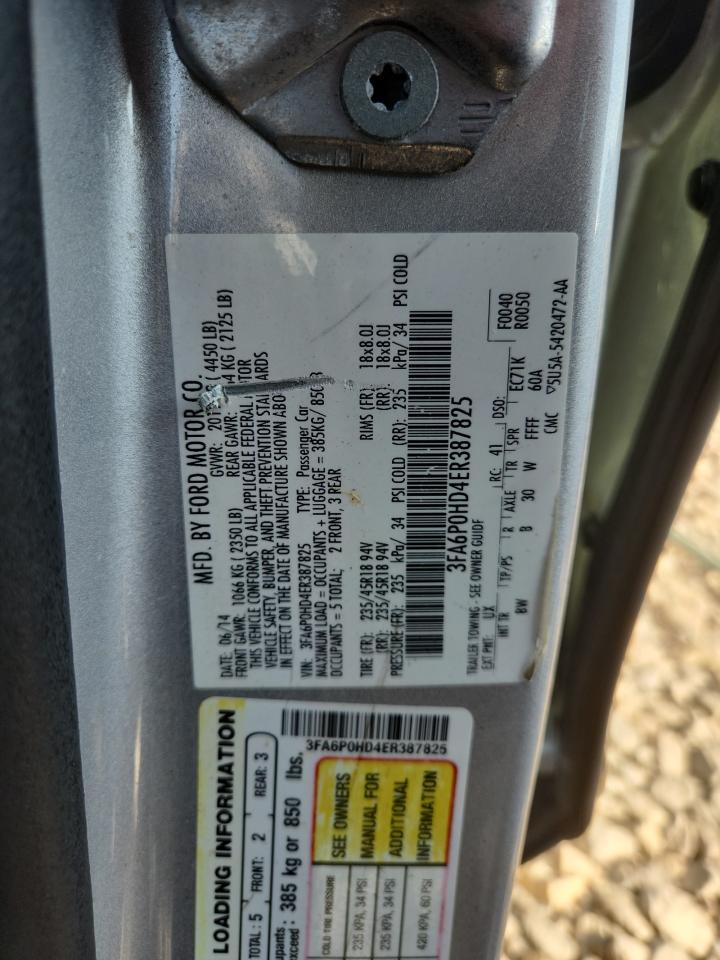 2014 Ford Fusion Se VIN: 3FA6P0HD4ER387825 Lot: 80803635