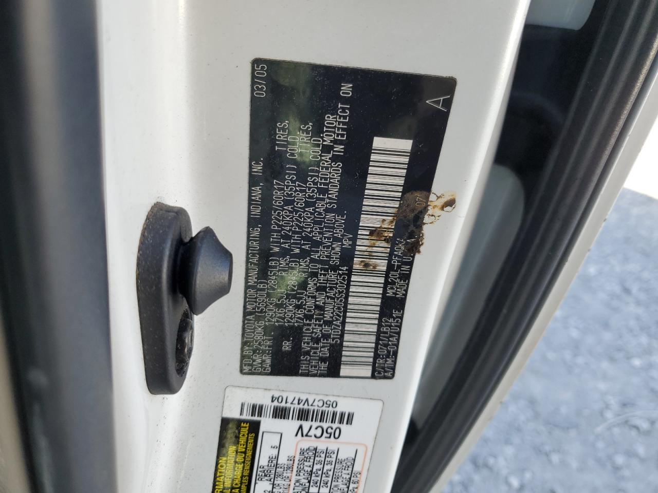 2005 Toyota Sienna Xle VIN: 5TDZA22C05S302514 Lot: 81870215