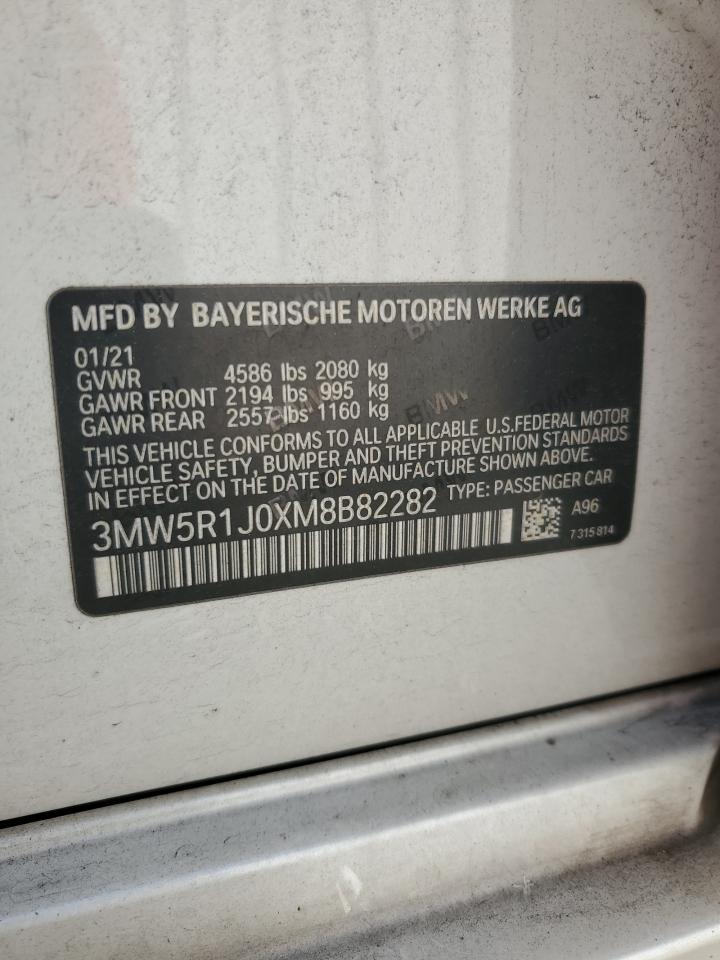 2021 BMW 330I VIN: 3MW5R1J0XM8B82282 Lot: 80358205